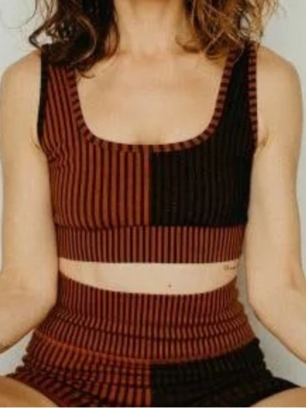 Free People Two-Tone Ribbed Sports Bra